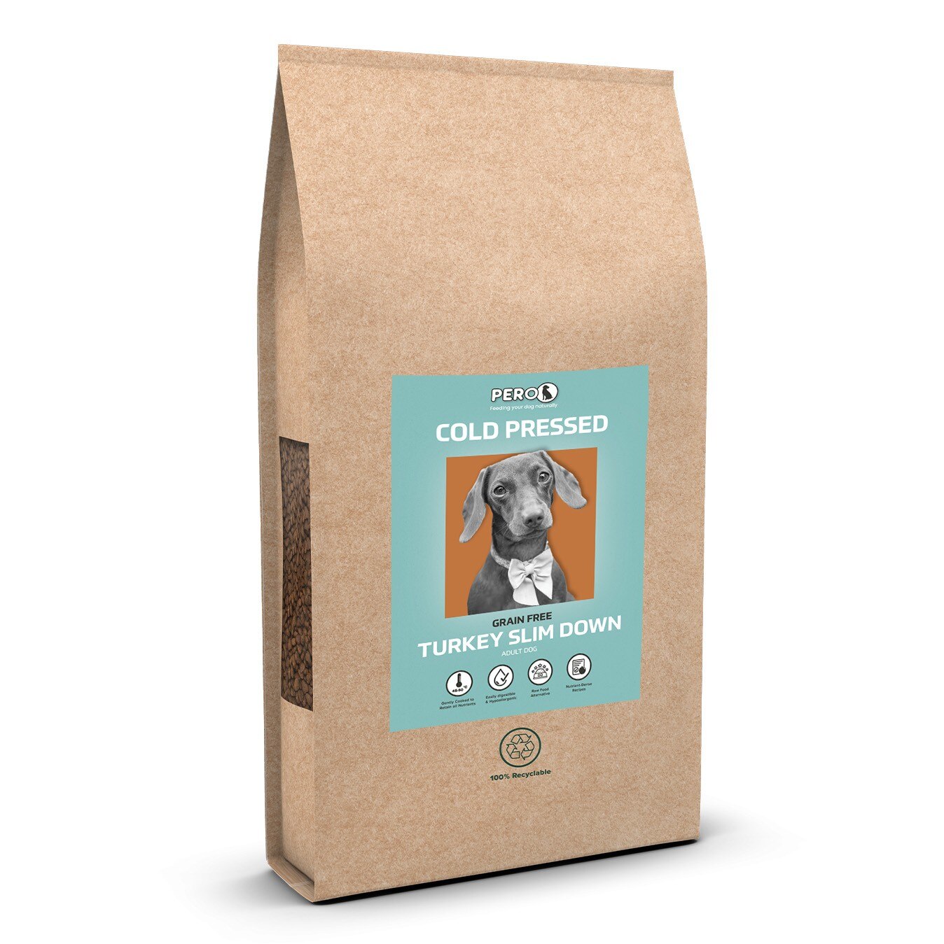 Pero Pero Cold Pressed Grain Free Slim Down Turkey pet food packaging